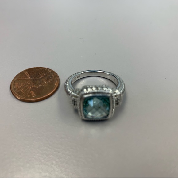 Judith Ripka SS, green amethyst and CZ -size 6.75 ring - Picture 5 of 14